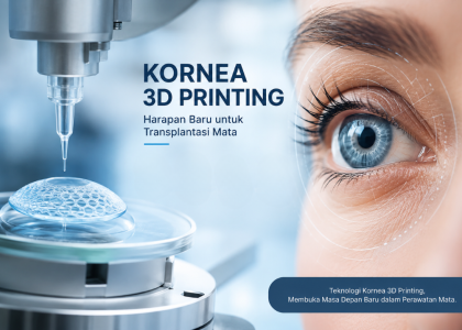 Ilustrasi teknologi kornea 3D printing untuk masa depan transplantasi mata modern