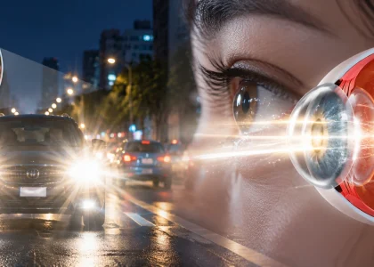 Night Glare and Eye Vision Illustration